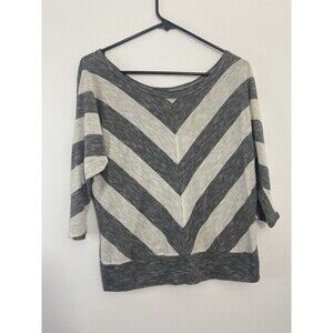 Dots Women Medium‎ Gray And White Striped Blouse